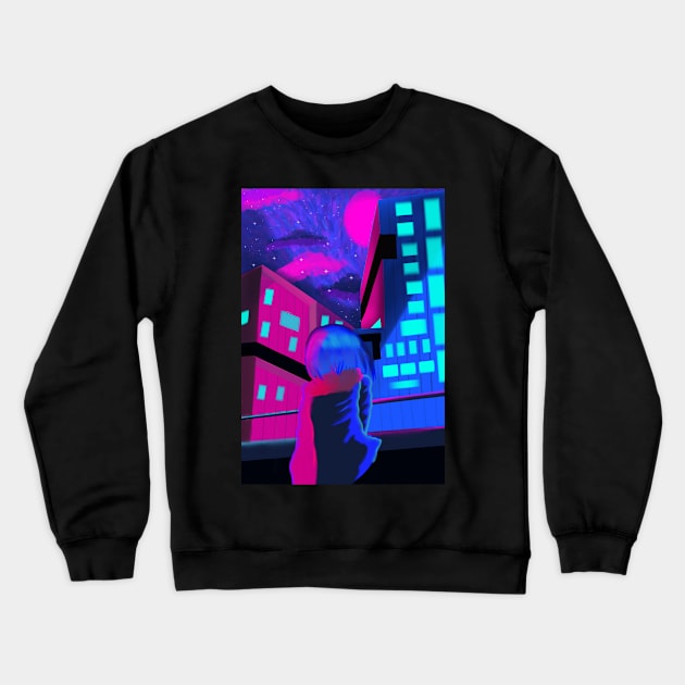 neon city Crewneck Sweatshirt by mrunal